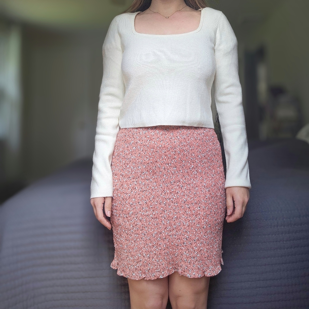 Square Neck Long Sleeve Sweater, Swan, Medium - Picture 9 of 11